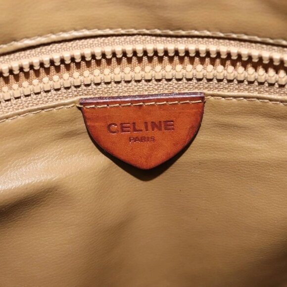 CELINE Macadam Canvas Shoulder Bag PVC Leather Brown Gold - Picture 12 of 16